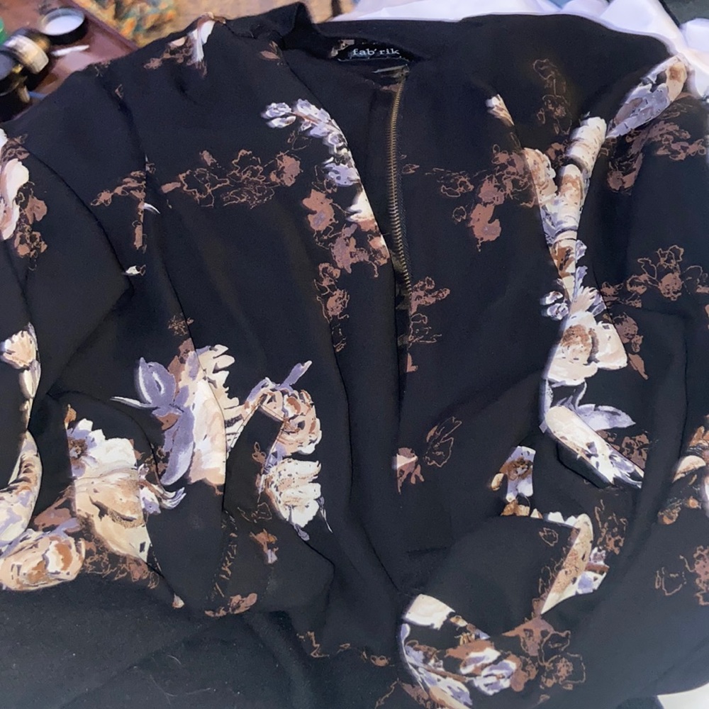 Floral black fab rik jacket